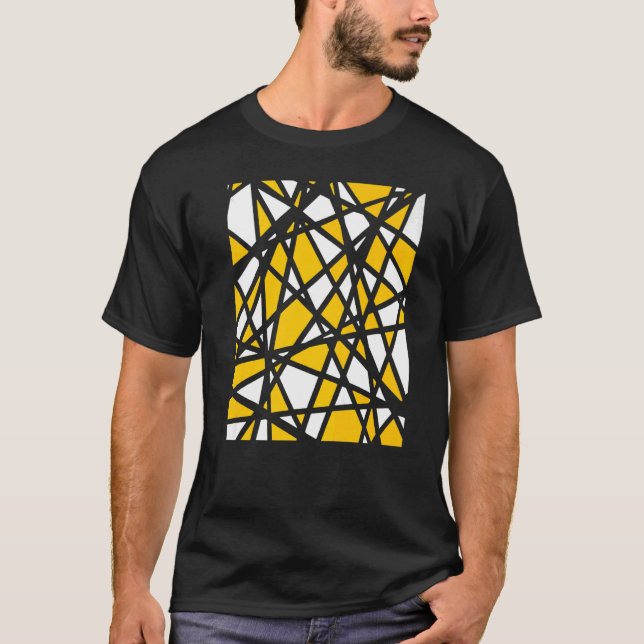 Camiseta Irregular White Shapes Yellow Orange Accents Abstr (Frente)
