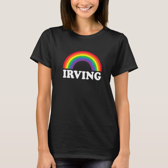 Camiseta Irving Rainbow LGBTQ Gay Pride Lesbians Queer (Frente)
