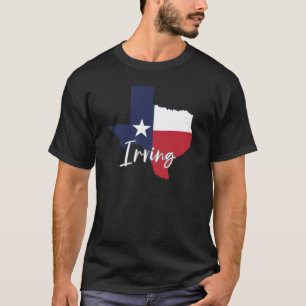 Camiseta Irving, Texas Flag Map Black Men's