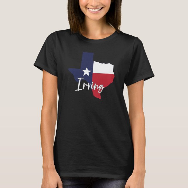 Camiseta Irving, Texas Flag Map Black Women's (Frente)