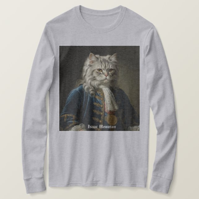 Camiseta Isaac Meowton Newton (Kitten / Cat Theme) Design (Frente do Design)