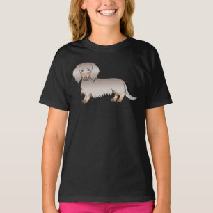 Camiseta Isabella E Tan Long Hair Dachshund Cartoon Dog