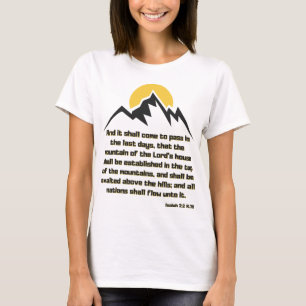 Camiseta Isaiah 2:2 Escritura de Bíblia Citação KJV Mulher