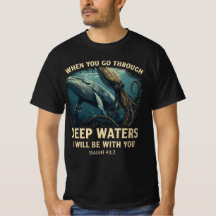Camiseta Isaiah 43:2 Baleia Águas Profundas Cristão