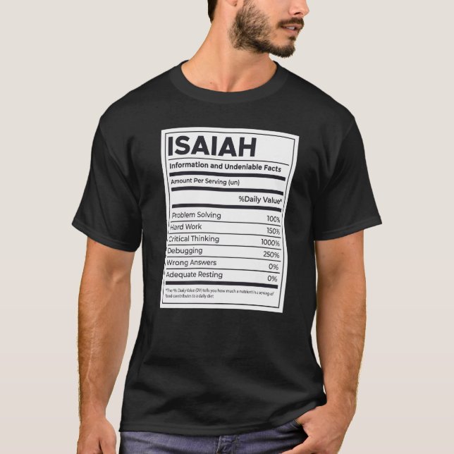 Camiseta Isaiah Nutrition Information Problem Solving Duro (Frente)