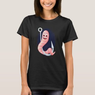 Camiseta Isca de Minhoca de Anzol de Pesca Natureza Lago