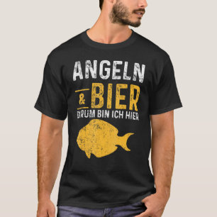 Camiseta Isca de Pesca de Peixe com Cerveja e Vara de Pesca