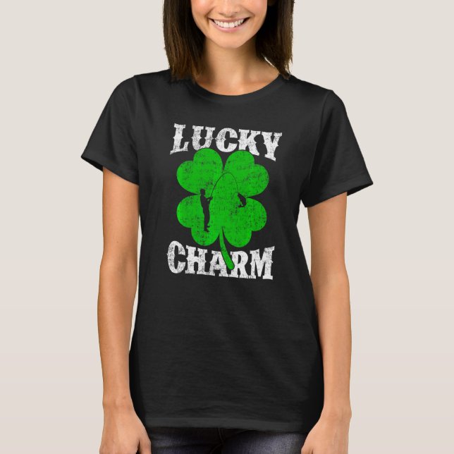 Camiseta Iscas Shamrock Charme de Sorte Caça St Patrick's (Frente)