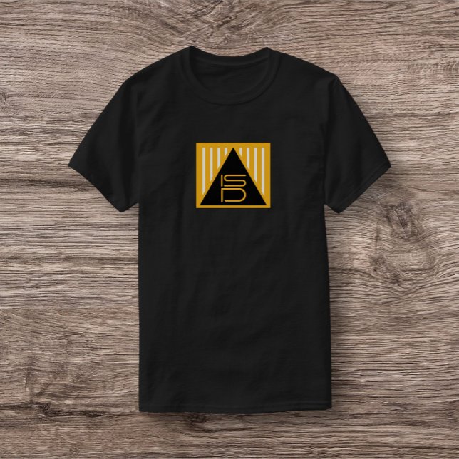 Camiseta ISD Unisex Preta e Dourada com Símbolo de (Criador carregado)