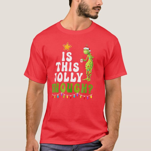 Camiseta ishis Jolly Enough Green Merry Christmasree Lights (Frente)