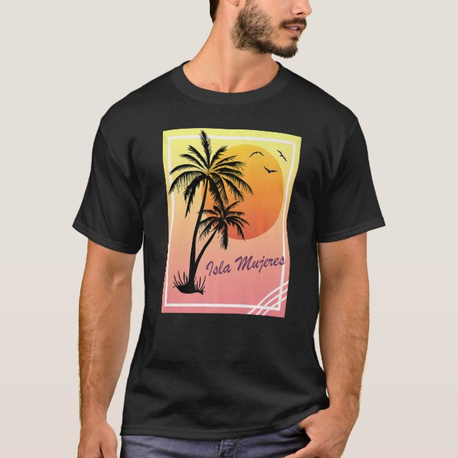 Camiseta Isla Mujeres Retro Vintage Sunset (Frente)