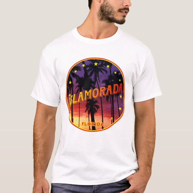 Camiseta Islamorada, Flórida Palmtree Sunset (Frente)