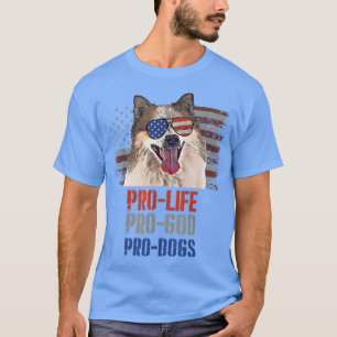 Camiseta Islandês Sheepdog Pro Life Pro God Pro Cães T-Shi