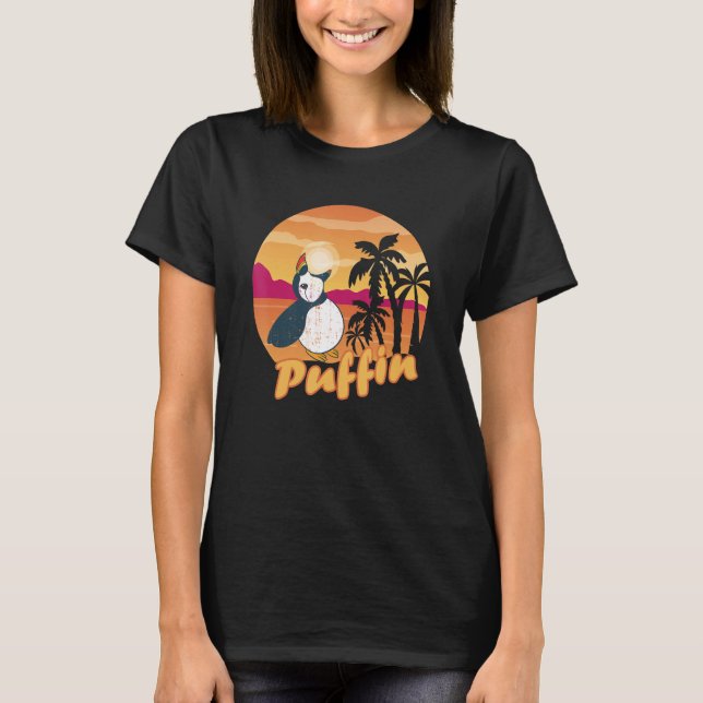 Camiseta Islândia Animal Puffin Bird Beach Palm Tree Puffi (Frente)