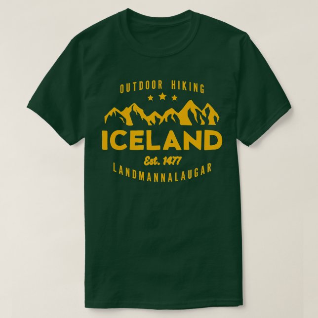Camiseta Islândia Caminhando LANDMANNALAUGAR Est (Frente do Design)