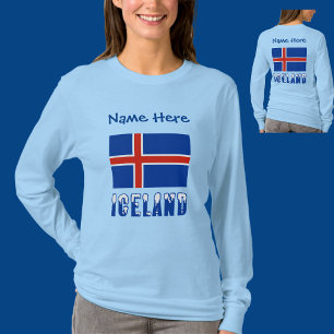 Camiseta Islândia e Bandeira Islandesa Azul Personalização