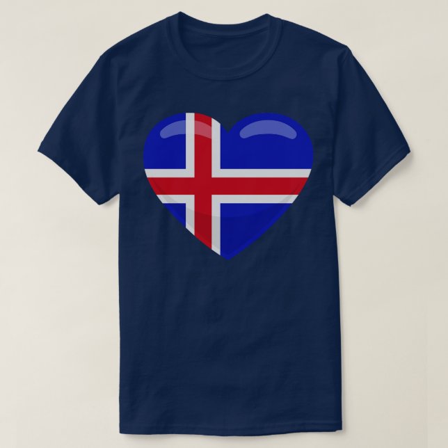 Camiseta Islândia Flag Heart (Frente do Design)
