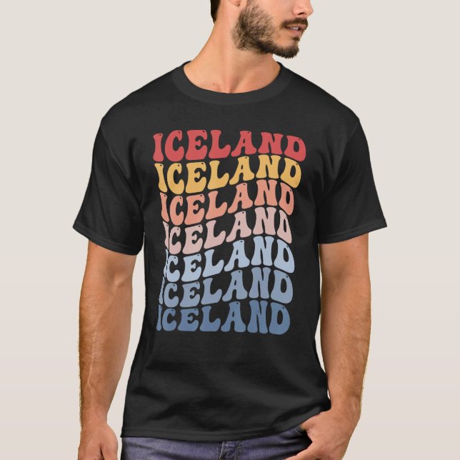 Camiseta Islândia Groovy Retro Islandês (Frente)