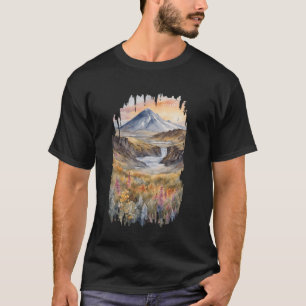 Camiseta Islândia Nature Painting Watercolor Art Tra