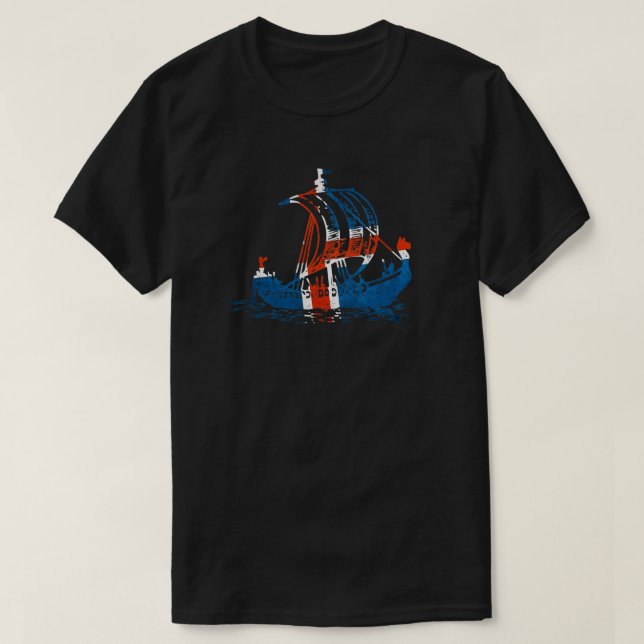Camiseta Islândia Navio Viking pavilhão islandês (Frente do Design)
