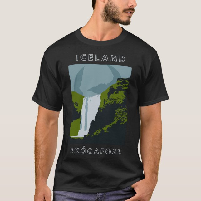 Camiseta Islândia Skogafoss Waterfall Viagem (Frente)