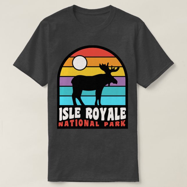 Camiseta Isle Royale National Park Moose Crachá (Frente do Design)