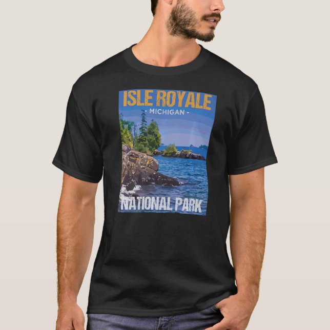 Camiseta Isle Royale National Park Poster do Michigan (Frente)