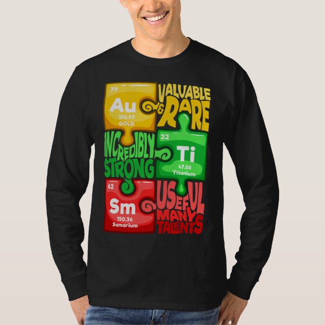 Camiseta Ism Quebra-cabeça Chemistry Time Mesa Elementos Au (Frente)