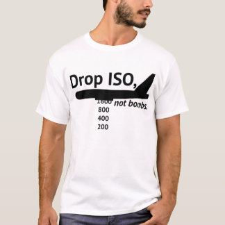 Camiseta ISO da gota, não bombas. (Branco)