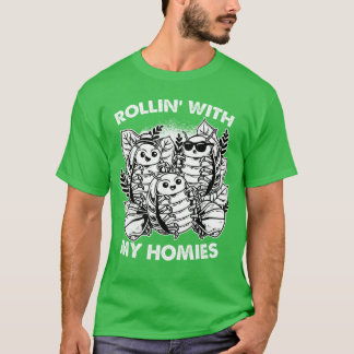 Camiseta Isópode Bicho-de-conta Rolinho Rolando com os Amig