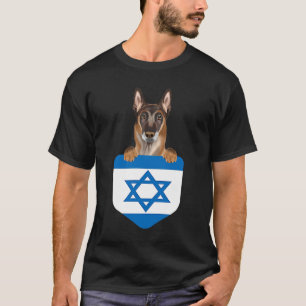 Camiseta Israel Bandeira Malinoi Belga Cão Em Bolso