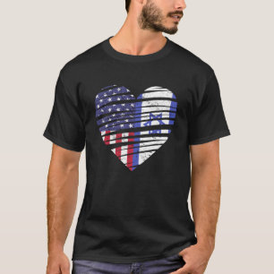 Camiseta Israel Coração Americano Cultivado Patriotismo EUA