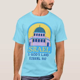 Camiseta Israel é a terra de Deus Ezekiel 11:17 Amarelo Azu