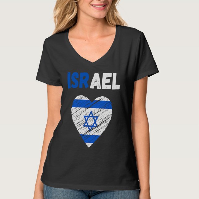 Camiseta Israel Flag Holiday Israel Heart Israeli Flag (Frente)