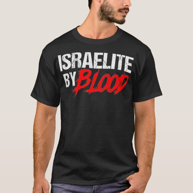 Camiseta Israelita Engraçado por Fé Judaica Sanguínea por H (Frente)