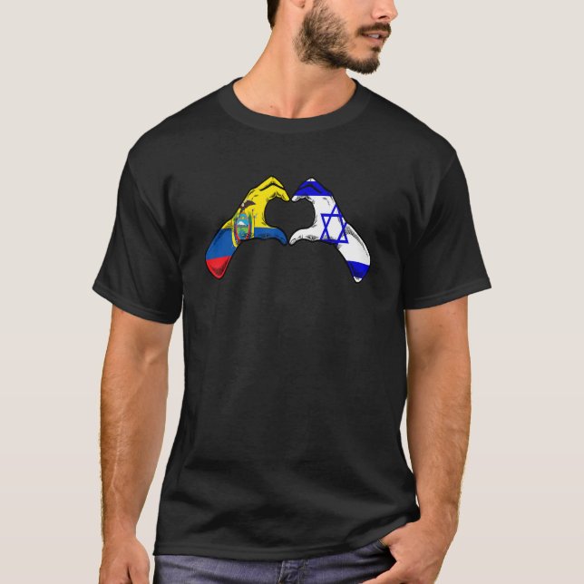 Camiseta Isreal Ecuador Flag Isreali Ecuadorian Heart_1 (Frente)