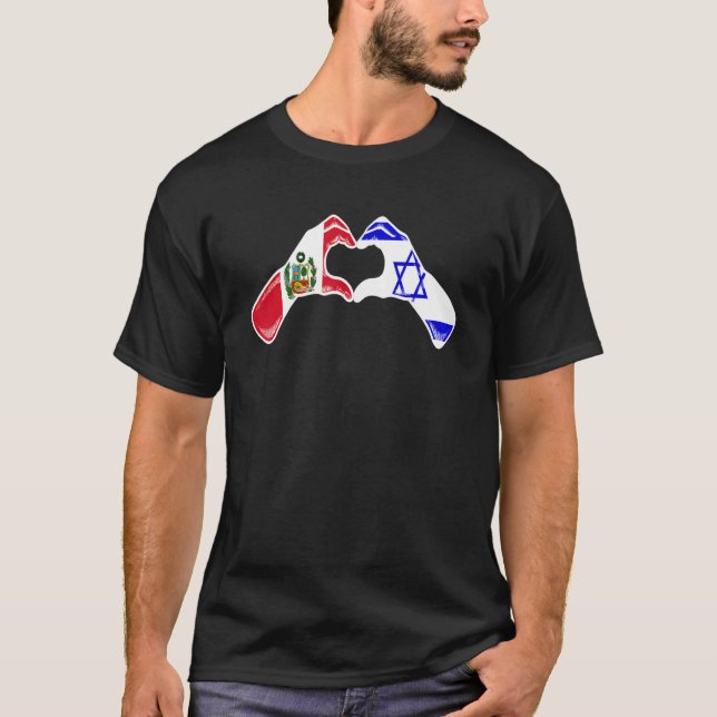 Camiseta Isreal Peru Flag Isreali Peruvian Heart (Frente)