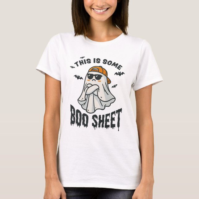Camiseta Isso É Alguma Folha de Boo Fantasma Retro Hallowee (Frente)