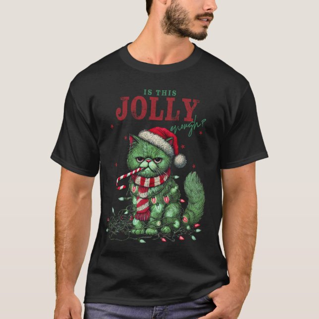 Camiseta Isso É Jolly O Suficiente? Gato de Férias Grumpy (Frente)