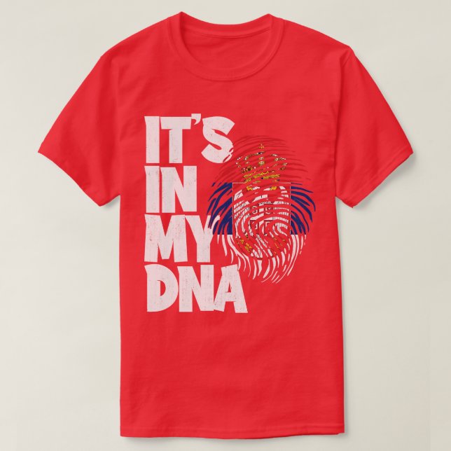 Camiseta ISSO NO MEU DNA, Sérvia Sinalizam Homens Mulheres  (Frente do Design)