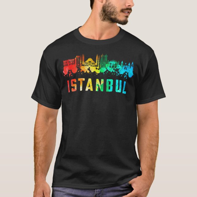Camiseta Istambul Cidade Skyline Turquia Coloração Souvenir (Frente)