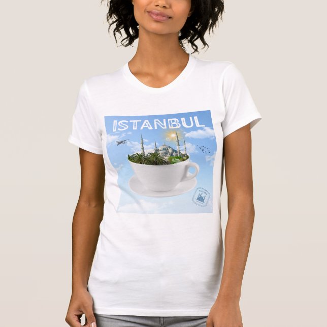 Camiseta Istambul em Teacup - Skyline - Presente Turco (Frente)