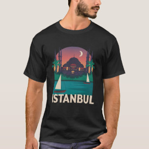 Camiseta Istambul Turquia Cidade Skyline Silhouette Outline
