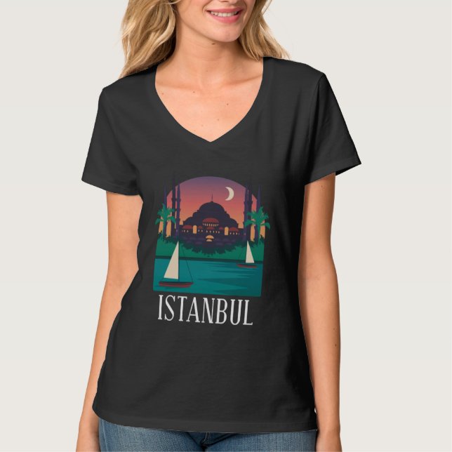 Camiseta Istanbul Turkey City Skyline Silhouette Outline Sk (Frente)