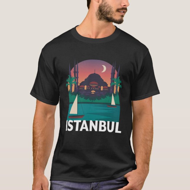 Camiseta Istanbul Turkey City Skyline Silhouette Outline Sk (Frente)