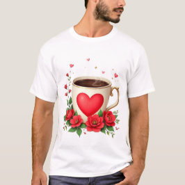 Camiseta It Is Coffee Time With Mug And Red Hearts