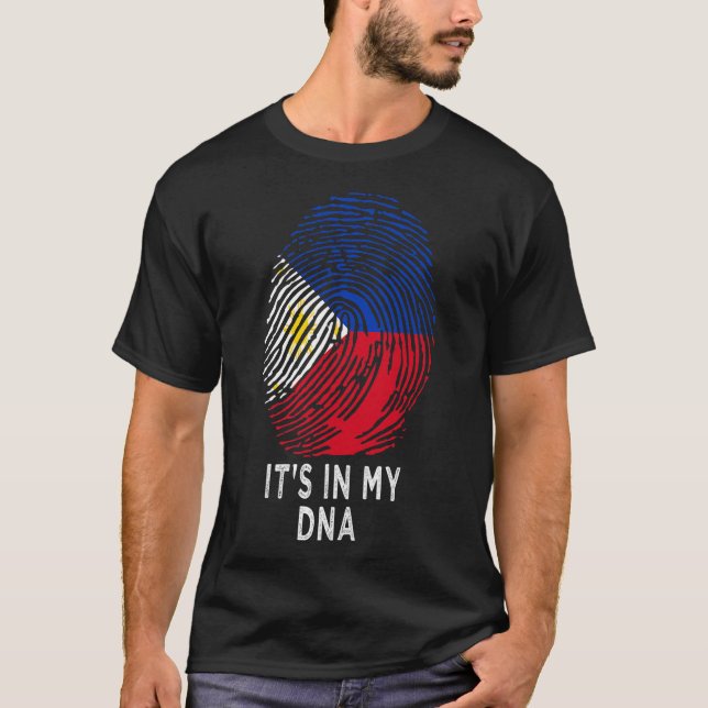 Camiseta IT_S EM MY DNA Filipino Flag Homens do Orgulho das (Frente)