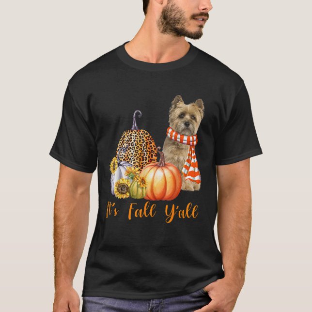 Camiseta It s Fall Y all Cairn Terrier Dog Leopard Pumpkin  (Frente)