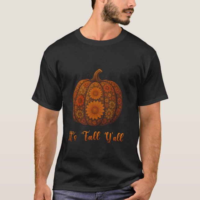 Camiseta It s Fall Y all Retro Preppy Fall Thankful Glowing (Frente)