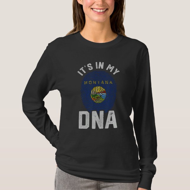 Camiseta It s In My DNA Montana Flag Mens Womens Pride (Frente)